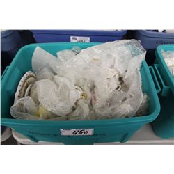 RUBBERMAID CONTAINER CONTAINING ASSORTED BONE CHINA