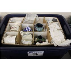 RUBBERMAID CONTAINER CONTAINING ASSORTED BONE CHINA