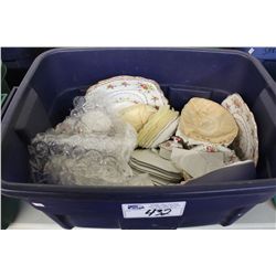 RUBBERMAID CONTAINER CONTAINING ASSORTED BONE CHINA