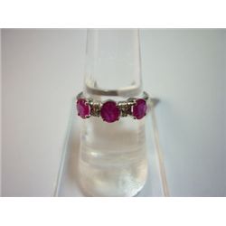 NATURAL 10.75 CTW RUBY AND DIAMOND RING .925 STERLING S