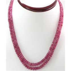 Natural Ruby Round  Beads Necklace w/brass clasp