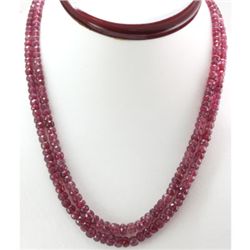 Natural Ruby Round  Beads Necklace 251 ctw.w/brass clas