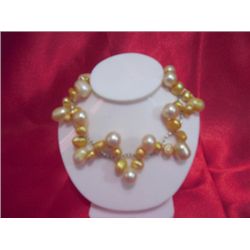 NATURAL 60.00 CTW YELLOW & WHITE PEARL VINE BRACELET