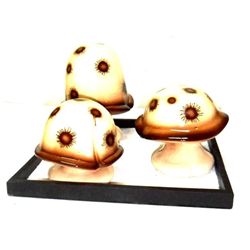 DECORATIVE BROWN MUSHROOMS CANDLE SET