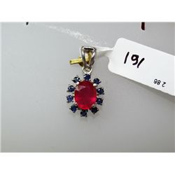 10.25 CTW RUBY AND SAPPHIRE PENDANT .925 STERLING SILVE