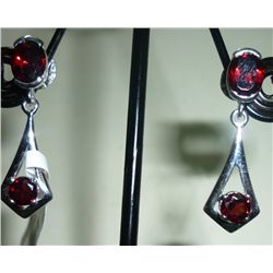 NATURAL 27.00 CTW GARNET EARRING .925 STERLING SILVER