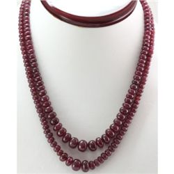 Natural Ruby Round  Beads 348.15 CTS. Necklace w/brass