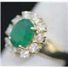 Image 2 : 14K GOLD OVAL EMERALD AND DIAMOND RING