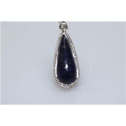 NATURAL 30.00 CTW LAPIS PEAR CUT PENDANT .925 STERLING