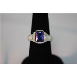 23.00 CTW ANTIQUE LOOKING CZ AND OPAL PEARL RING .925 S