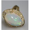 Image 1 : 14K GOLD OVAL OPAL AND DIAMOND RING