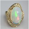 Image 2 : 14K GOLD OVAL OPAL AND DIAMOND RING