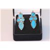 Image 1 : 50.00 CTW ANTIQUE LOOKING TURQOUISE DANGLING EARRINGS .