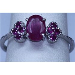 7.25 CTW RUBY RING .925 STERLING SILVER