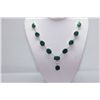 Image 1 : NATURAL 134.55 CTW EMERALD OVAL NECKLACE .925 STERLING