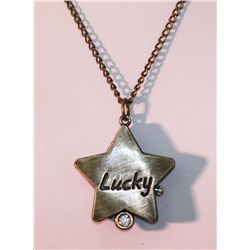 BRASS STAR SHAPED "LUCKY" WATCH NECKLACE