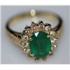 Image 1 : 14K GOLD OVAL EMERALD AND DIAMOND RING