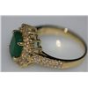 Image 2 : 14K GOLD OVAL EMERALD AND DIAMOND RING