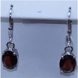 12.00 CTW GARNET EARRING .925 STERLING SILVER