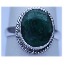 24.80 CTW EMERALD  RING .925 STERLING SILVER