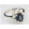 Image 1 : 14K GOLD OVAL BLUE SAPPHIRE AND DIAMOND RING