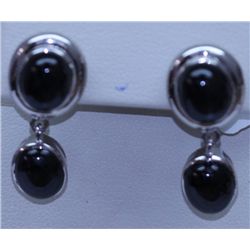 42.00 CTW BLACK STAR EARRING .925 STERLING SILVER