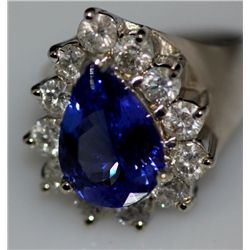 14K GOLD PEAR CUT TANZANITE AND DIAMOND RING