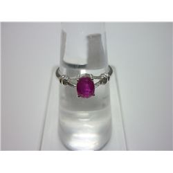 1NATURAL 4.25 CTW RUBY RING .925 STERLING SILVER