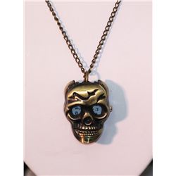 BRASS SKULL WATCH NECKLACE