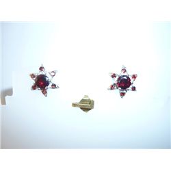 16.00 CTW GARNET EARRING .925 STERLING SILVER