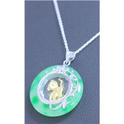 GREEN JADE PENDANT YEAR OF THE HORSE NECKLACE