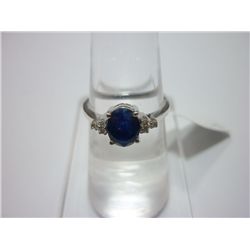 NATURAL 14.75 CTW SAPPHIRE AND DIAMOND RING .925 STERLI