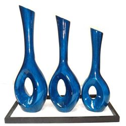 DECORATIVE BLUE LONG NECK CANDLE SET