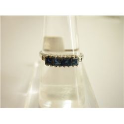 9.25 CTW SAPPHIRE AND DIAMOND RING .925 STERLING SILVER