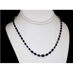 APROX. 24K; SAPPHIRE AND DIAMOND 14K GOLD NECKLACE