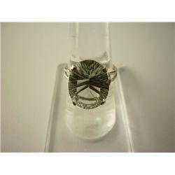 19.50 CTW GREEN AMETHYST RING .925 STERLING SILVER