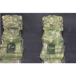 JADE CHINESE GUARDIANS LIONS FIGURINES