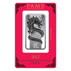 Silver Bars: Pamp Suisse 1 oz Dragon Bar .999 fine