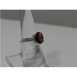 19.00 CTW GARNET AND SMOKEY TOPAZ RING .925 STERLING SI