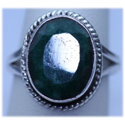 27.95 CTW EMERALD  RING .925 STERLING SILVER