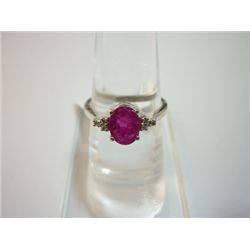 10.25 CTW RUBY & DIAMOND RING .925 STERLING SILVER