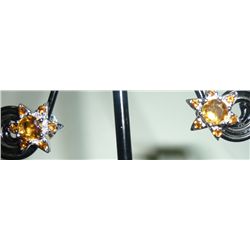 NATURAL 16.00 CTW CITRINE EARRING .925 STERLING SILVER