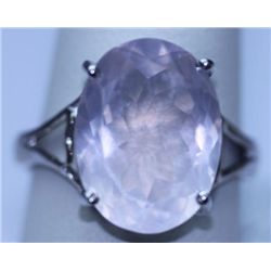 24.70 CTW ROSE QUARTZ RING .925 STERLING SILVER