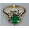 Image 1 : 14K GOLD OVAL EMERALD AND DIAMOND RING