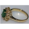 Image 2 : 14K GOLD OVAL EMERALD AND DIAMOND RING