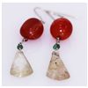 Image 1 : NATURAL 34.20 CTW EMERALD/SUSUNITE/SEMIPRECIOUS EARRING