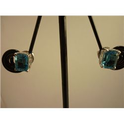 15.00 CTW BLUE TOPAZ EARRING .925 STERLING SILVER