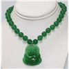 Image 1 : GREEN JADE CHINESE GOOD LUCK CHARM BUDDHA NECKLACE WITH