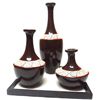 Image 1 : DECORATIVE BROWN CLAY CANDLE VASES SET