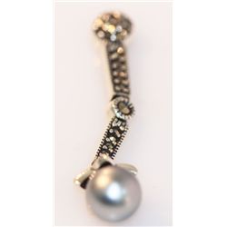 20.00 CTW ANTIQUE LOOKING PEARL PENDANT .925 STERLING S